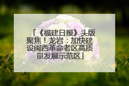 《福建日报》头版聚焦！龙岩：加快建设闽西革命老区高质量发展示范区