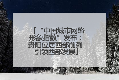 “中国城市网络形象指数”发布：贵阳位居西部前列 引领西部发展
