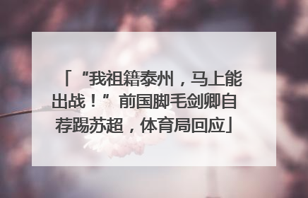 “我祖籍泰州，马上能出战！”前国脚毛剑卿自荐踢苏超，体育局回应