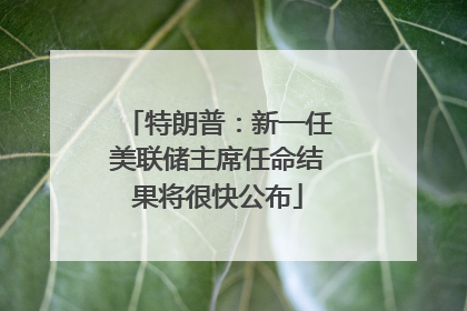特朗普：新一任美联储主席任命结果将很快公布