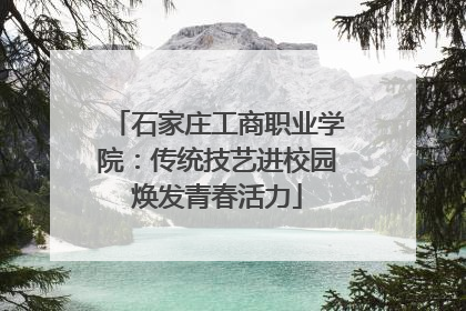 石家庄工商职业学院：传统技艺进校园焕发青春活力