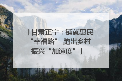 甘肃正宁：铺就惠民“幸福路” 跑出乡村振兴“加速度”