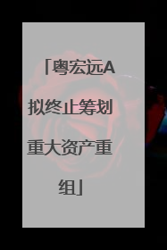 粤宏远A拟终止筹划重大资产重组