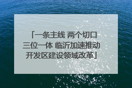 一条主线 两个切口 三位一体 临沂加速推动开发区建设领域改革