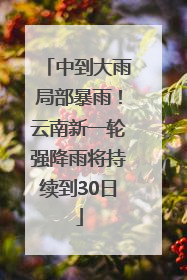 中到大雨局部暴雨！云南新一轮强降雨将持续到30日