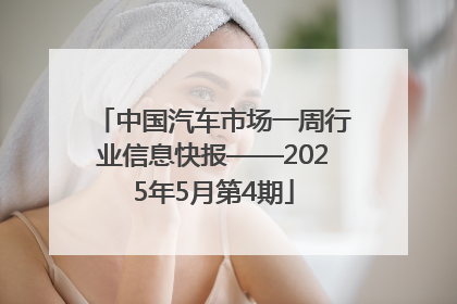 中国汽车市场一周行业信息快报——2025年5月第4期