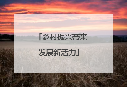 乡村振兴带来发展新活力