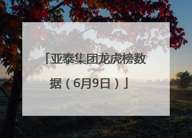 亚泰集团龙虎榜数据（6月9日）