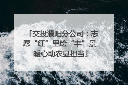 交投濮阳分公司：志愿“红”里绘“丰”景 暖心助农显担当