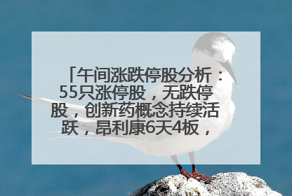 午间涨跌停股分析：55只涨停股，无跌停股，创新药概念持续活跃，昂利康6天4板，众生药业2连板
