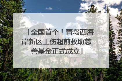全国首个！青岛西海岸新区工伤超前救助慈善基金正式成立