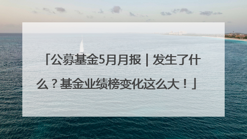 公募基金5月月报｜发生了什么？基金业绩榜变化这么大！