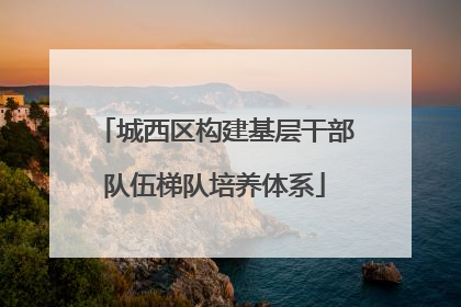 城西区构建基层干部队伍梯队培养体系