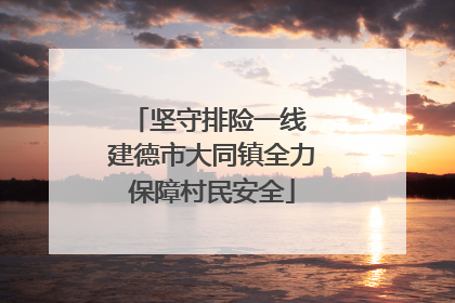 坚守排险一线 建德市大同镇全力保障村民安全