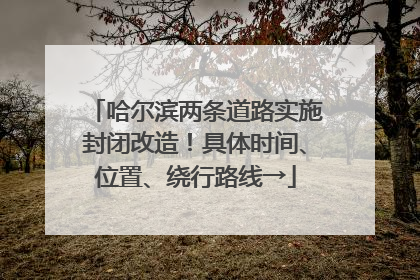 哈尔滨两条道路实施封闭改造！具体时间、位置、绕行路线→