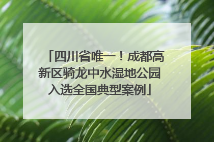 四川省唯一！成都高新区骑龙中水湿地公园入选全国典型案例