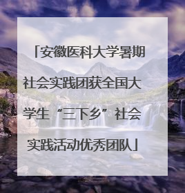 安徽医科大学暑期社会实践团获全国大学生“三下乡”社会实践活动优秀团队