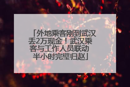 外地乘客刚到武汉丢2万现金！武汉乘客与工作人员联动 半小时完璧归赵