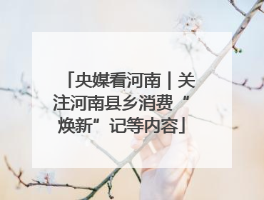 央媒看河南｜关注河南县乡消费“焕新”记等内容