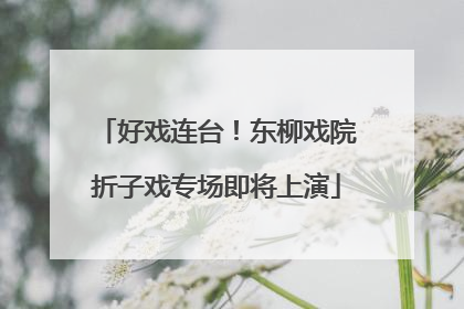 好戏连台！东柳戏院折子戏专场即将上演