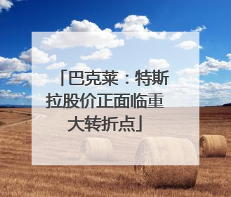 巴克莱：特斯拉股价正面临重大转折点