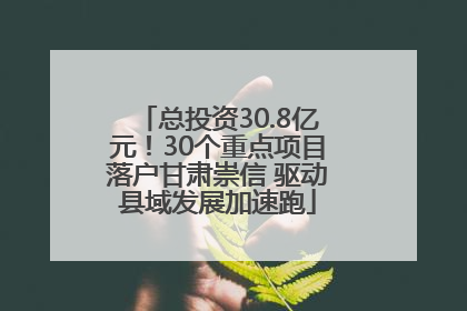 总投资30.8亿元！30个重点项目落户甘肃崇信 驱动县域发展加速跑
