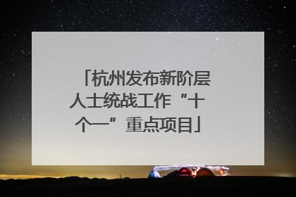 杭州发布新阶层人士统战工作“十个一”重点项目