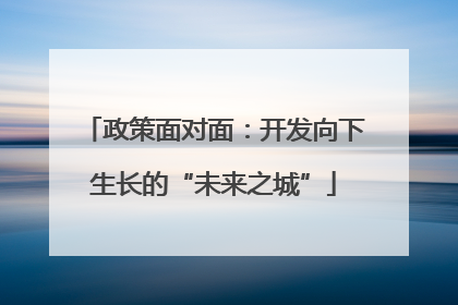 政策面对面：开发向下生长的“未来之城”
