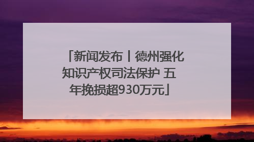 新闻发布丨德州强化知识产权司法保护 五年挽损超930万元