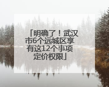 明确了！武汉市6个远城区享有这12个事项定价权限