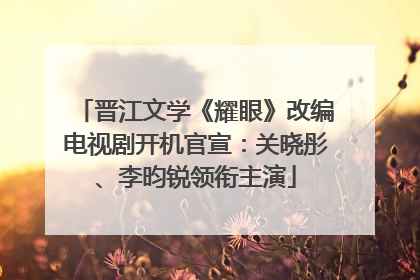 晋江文学《耀眼》改编电视剧开机官宣：关晓彤、李昀锐领衔主演