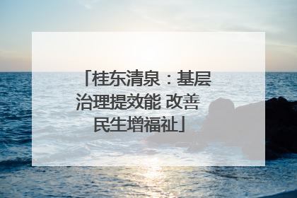 桂东清泉：基层治理提效能 改善民生增福祉