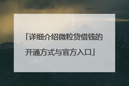 详细介绍微粒贷借钱的开通方式与官方入口