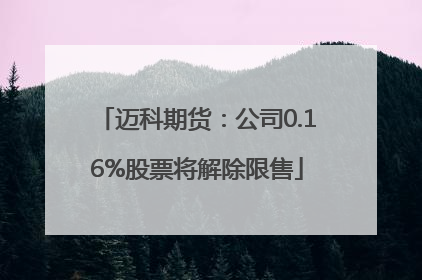 迈科期货：公司0.16%股票将解除限售
