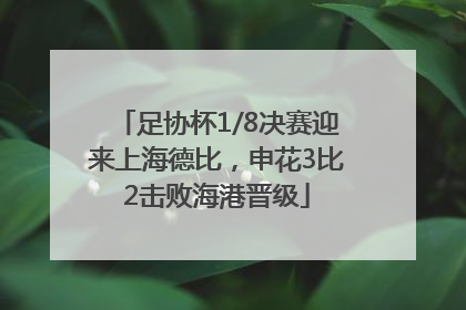 足协杯1/8决赛迎来上海德比，申花3比2击败海港晋级
