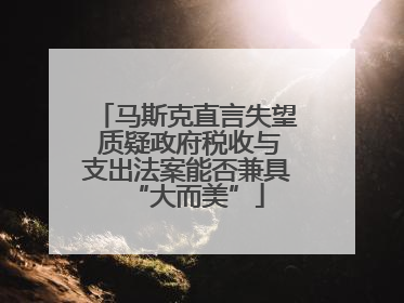 马斯克直言失望 质疑政府税收与支出法案能否兼具“大而美”