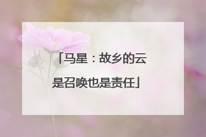 马星：故乡的云是召唤也是责任