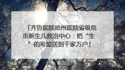 齐鲁医院德州医院省级危重新生儿救治中心：把“生”的希望送到千家万户