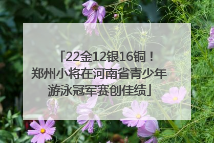 22金12银16铜！郑州小将在河南省青少年游泳冠军赛创佳绩