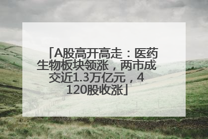 A股高开高走：医药生物板块领涨，两市成交近1.3万亿元，4120股收涨